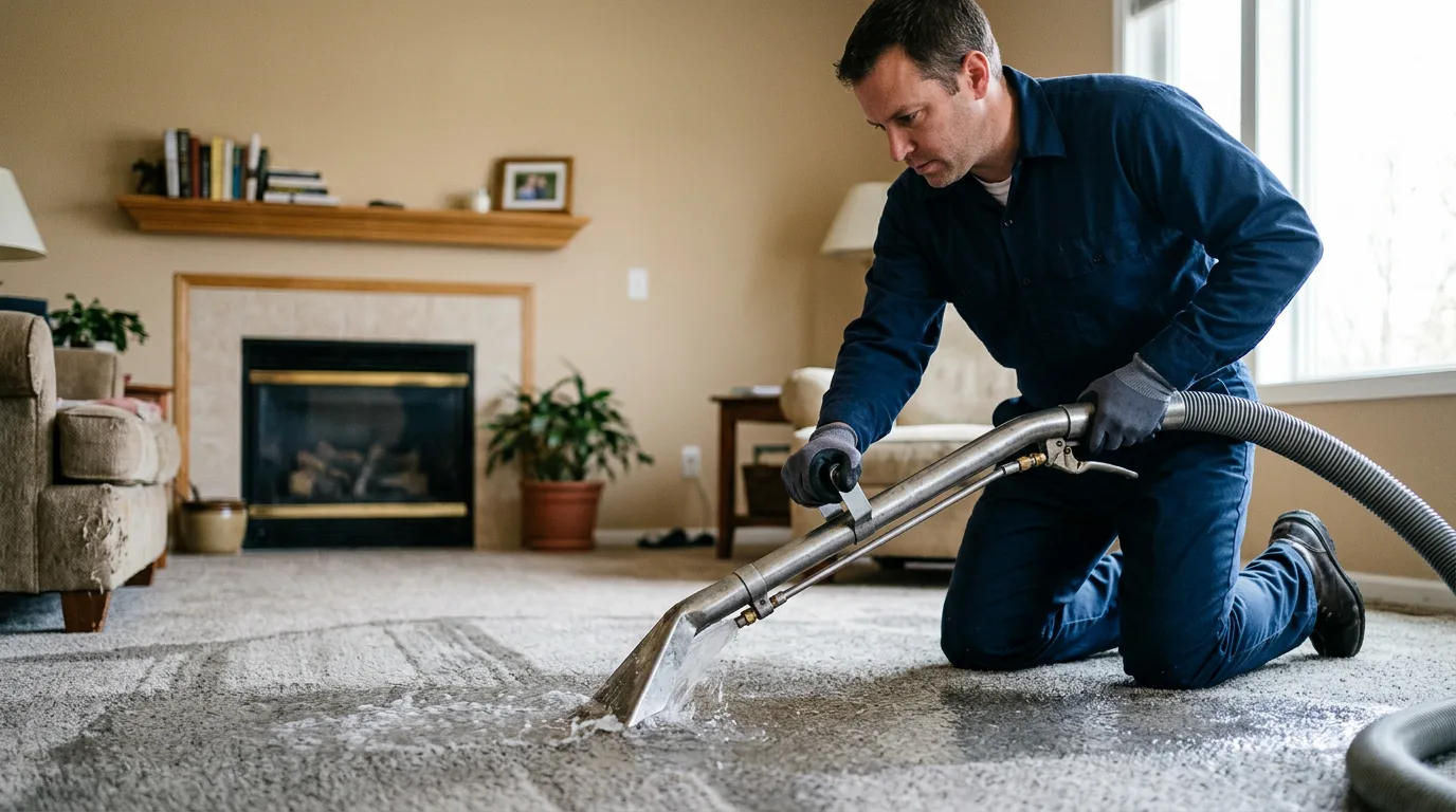 Water damage restoration technician working near Fayetteville, NC